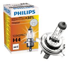 Лампа автомобильная галогенная Philips Vision, для фар, цоколь H4 (P43t), 12V, 60/55W. 12342PRC1